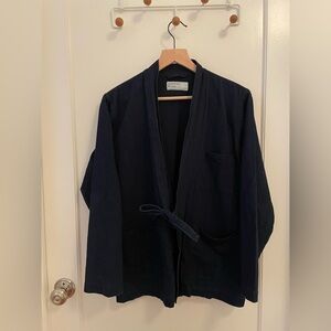 Universal Works Tie-Front Coat / Indigo Blue / Size Small